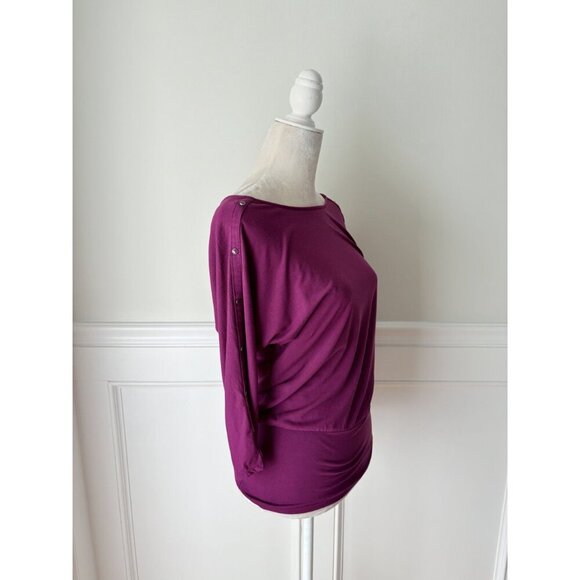 White House Black Market Fuchsia Stretch Jersey Dolman Top S - Picture 2 of 5